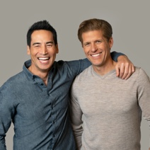 Two males with individually crafted hair color